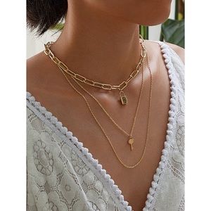 🔸Lock+ Key Layered Pendant Necklace 🔸